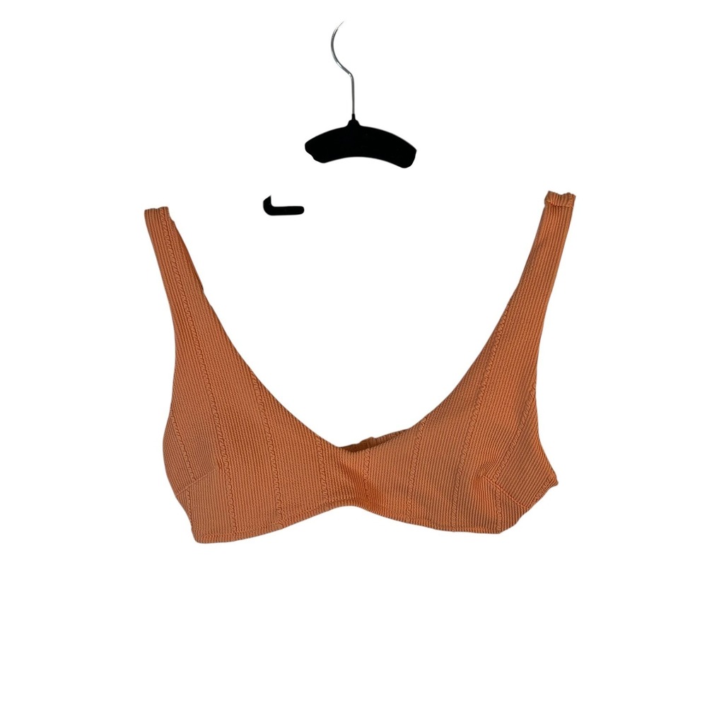 Aerie Orange Textured‎ Scoop Neck Bikini Top Size Medium M Swimwear summer beach